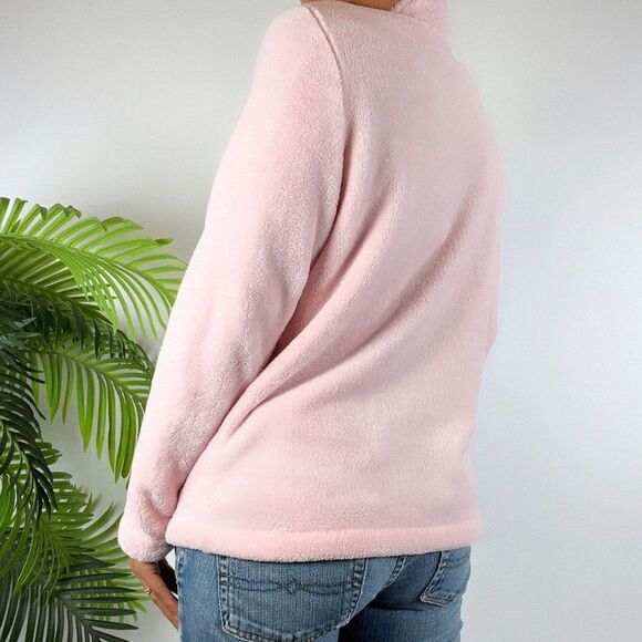Women's Pink Barbiecore Casual Teddy Fuzzy Girly Lightweight Jacket / Small - Picture 2 of 4